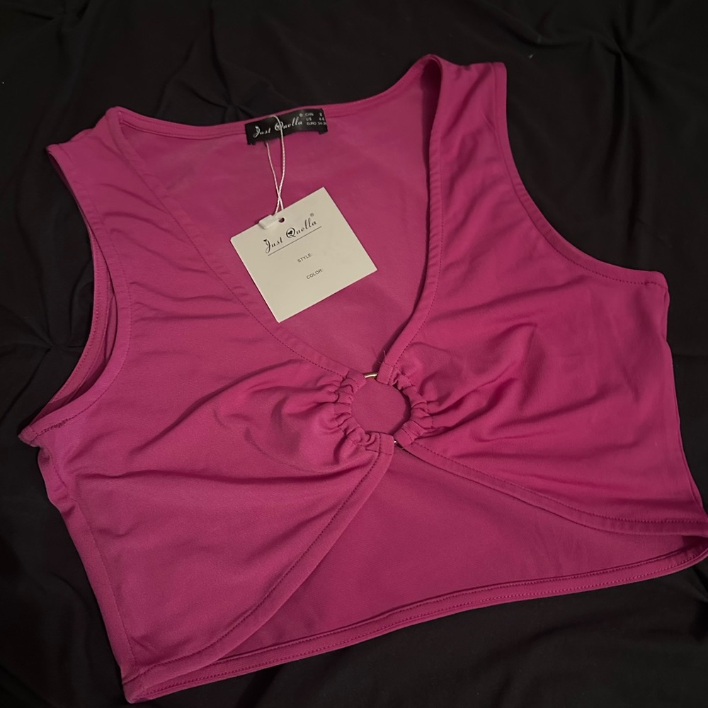 Pink Ring Accent Crop Top
